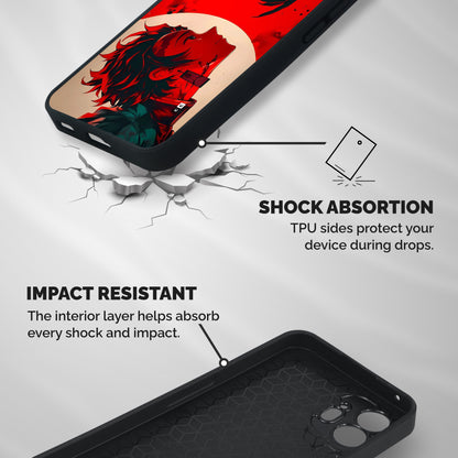 Red Tanjiro Shockproof Hybrid Protection (Metal + TPU) Back Case Cover