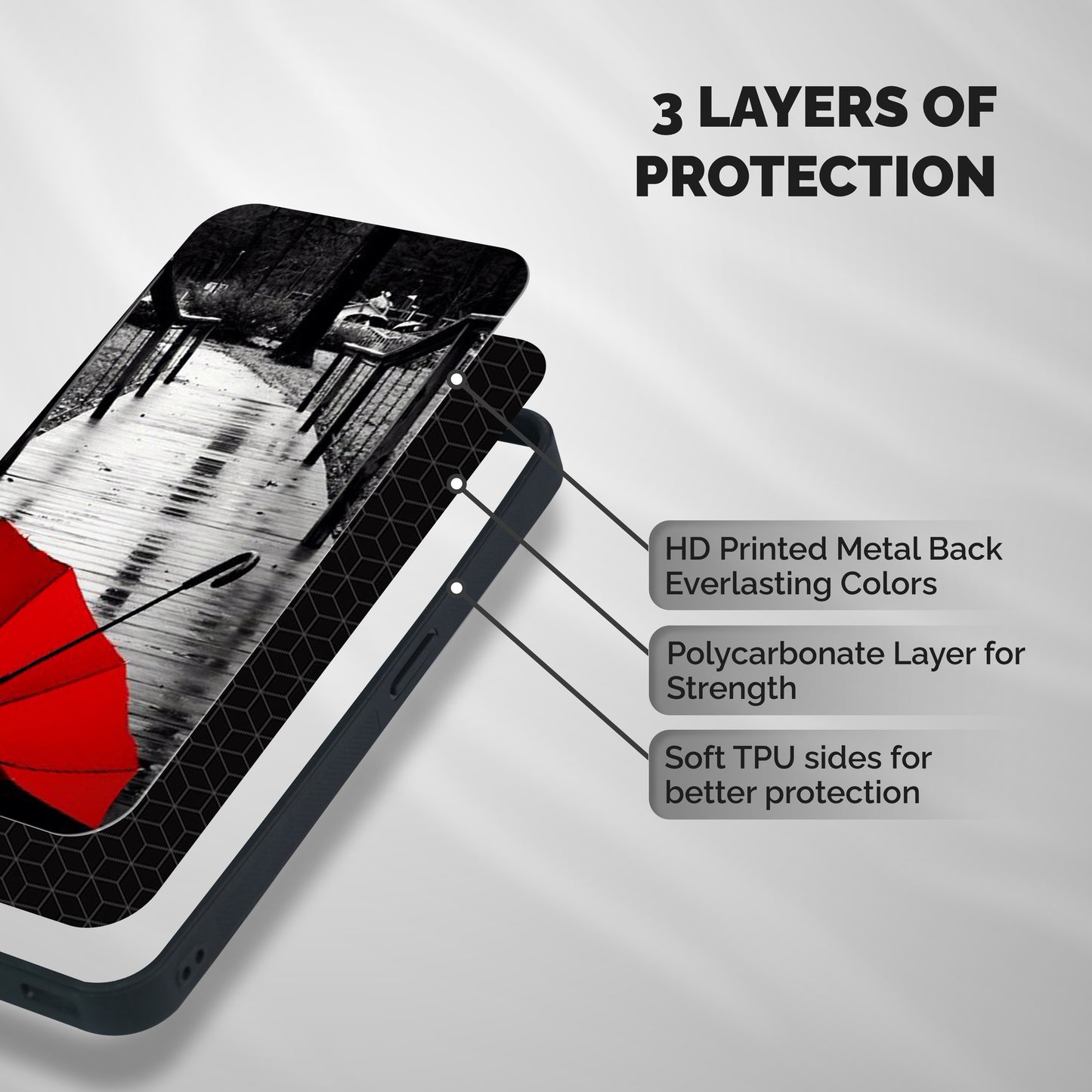 Red Umbrella Shockproof Hybrid Protection (Metal + TPU) Back Case Cover