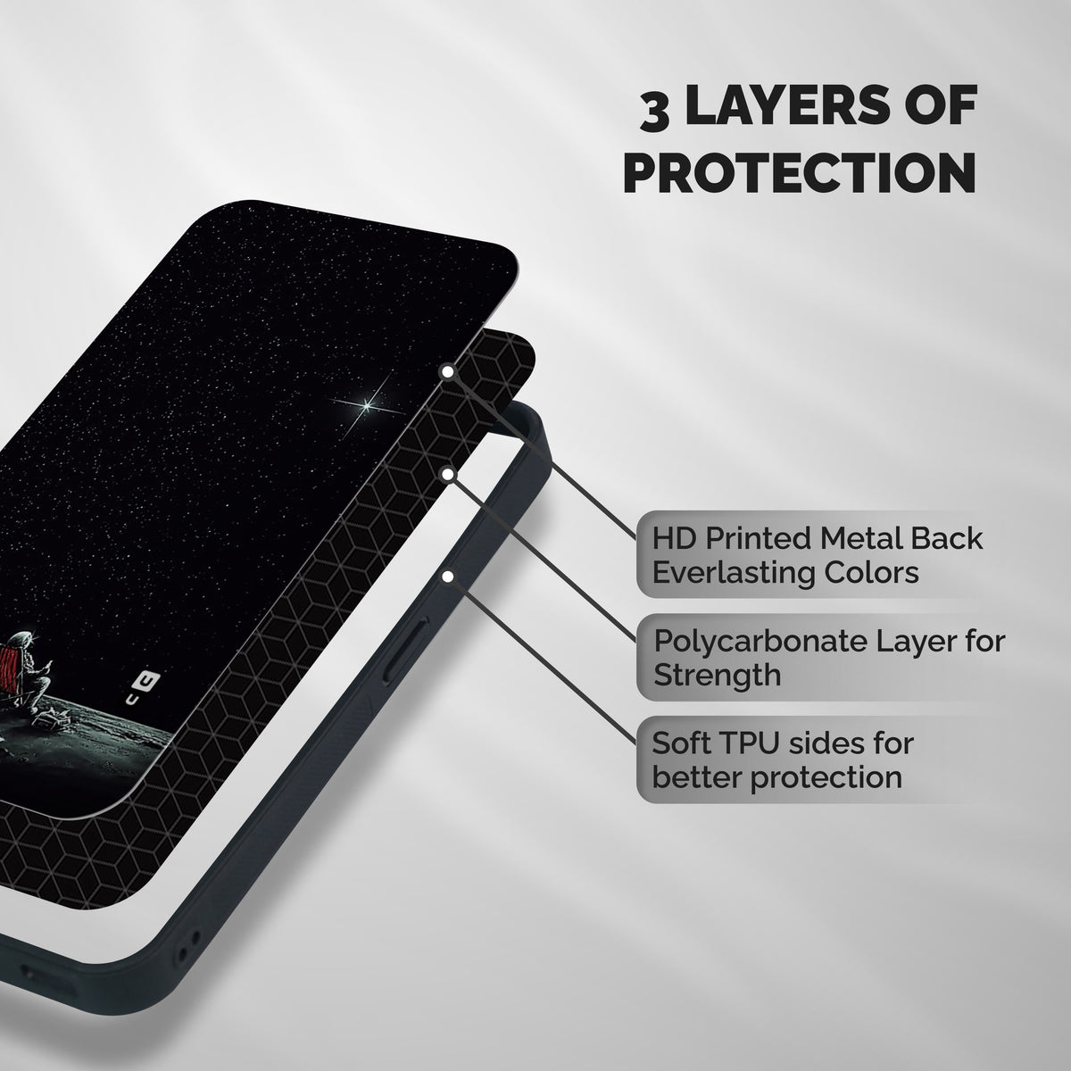 Resting Spaceman Face Shockproof Hybrid Protection (Metal + TPU) Back Case Cover