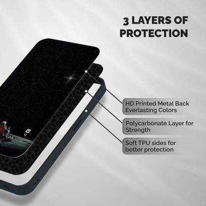 Resting Spaceman Face Shockproof Hybrid Protection (Metal + TPU) Back Case Cover