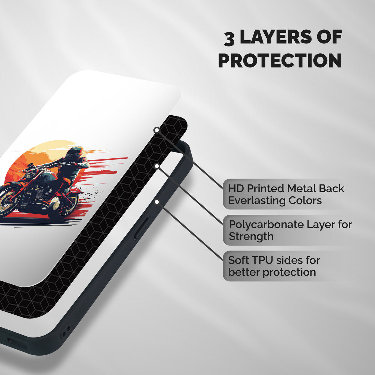 Retro Biker Shockproof Hybrid Protection (Metal + TPU) Back Case Cover