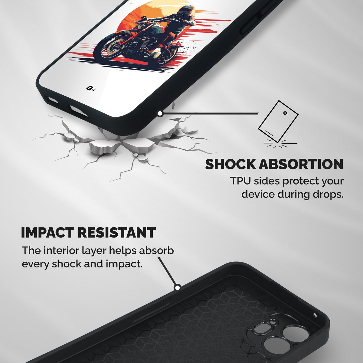 Retro Biker Shockproof Hybrid Protection (Metal + TPU) Back Case Cover
