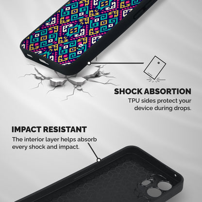 Retro Geometric Pattern Shockproof Hybrid Protection (Metal + TPU) Back Case Cover