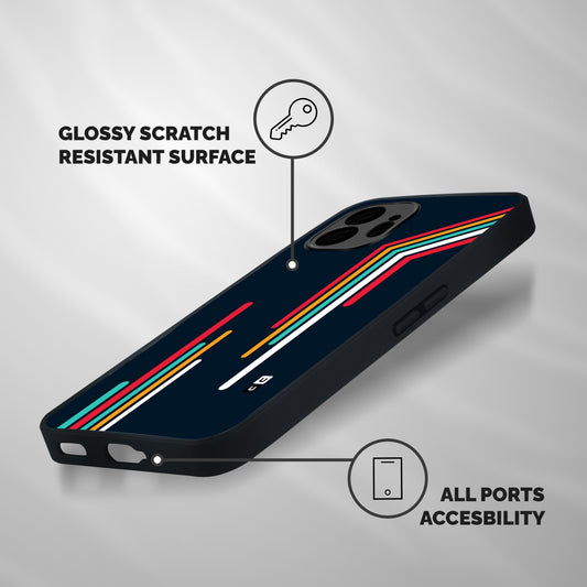 Retro Lines Minimal Stripes Shockproof Hybrid Protection (Metal + TPU) Back Case Cover