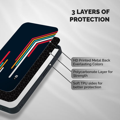 Retro Lines Minimal Stripes Shockproof Hybrid Protection (Metal + TPU) Back Case Cover