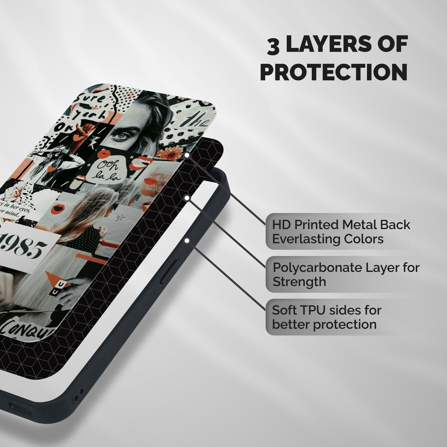 Retro Pattern Shockproof Hybrid Protection (Metal + TPU) Back Case Cover