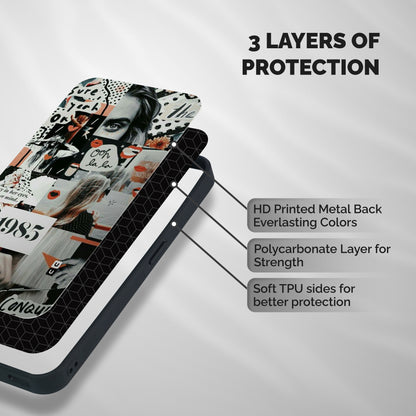 Retro Pattern Shockproof Hybrid Protection (Metal + TPU) Back Case Cover