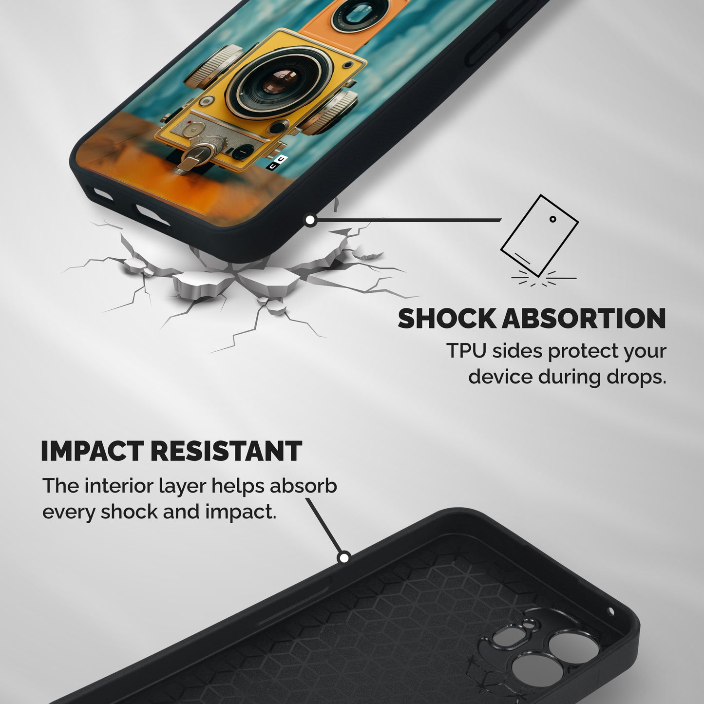 Retro Projector Shockproof Hybrid Protection (Metal + TPU) Back Case Cover