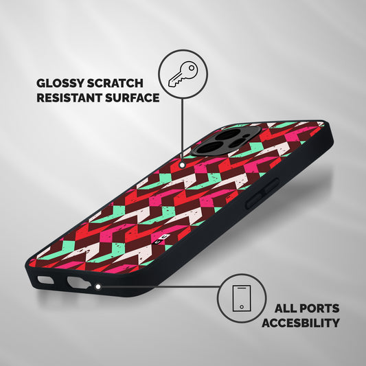 Retro Red Pink Pattern Shockproof Hybrid Protection (Metal + TPU) Back Case Cover