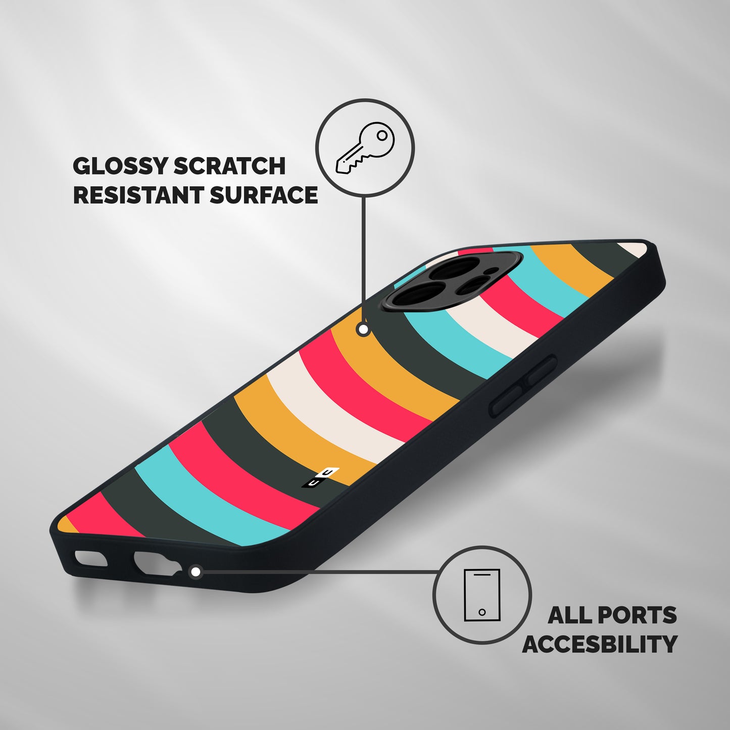 Retro Style Minimal Curves Shockproof Hybrid Protection (Metal + TPU) Back Case Cover