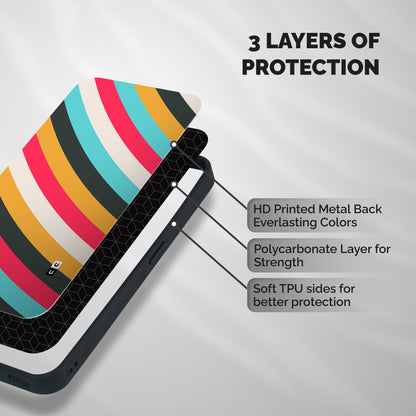 Retro Style Minimal Curves Shockproof Hybrid Protection (Metal + TPU) Back Case Cover