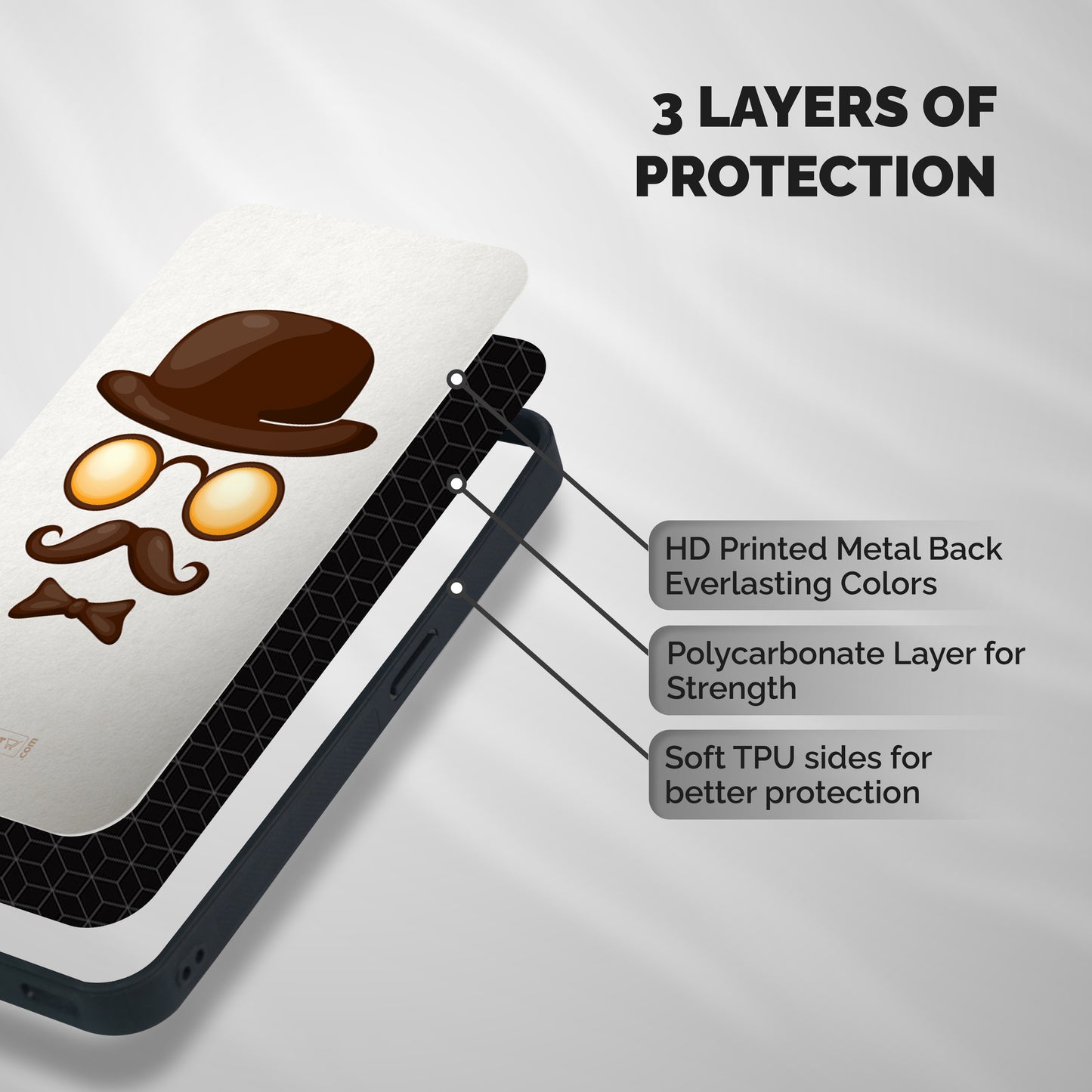 Retro Style Shockproof Hybrid Protection (Metal + TPU) Back Case Cover