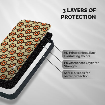 Retro Vintage Pattern Shockproof Hybrid Protection (Metal + TPU) Back Case Cover