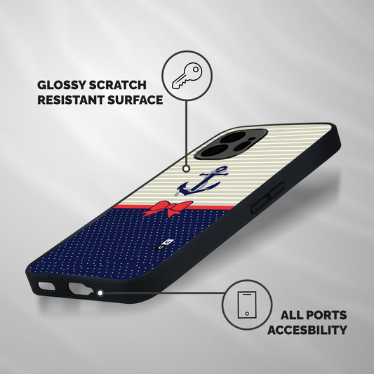 Ribbon Anchor Shockproof Hybrid Protection (Metal + TPU) Back Case Cover