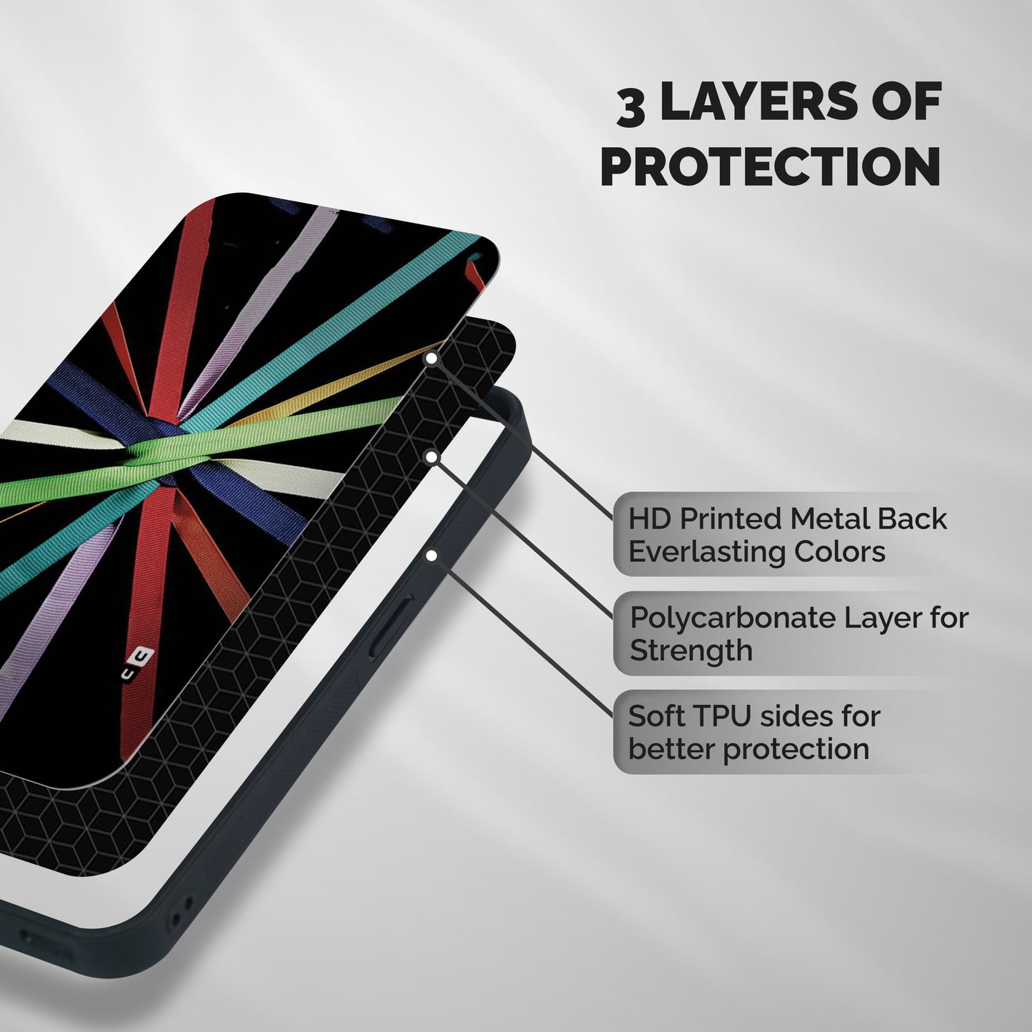 Ribbon Design Shockproof Hybrid Protection (Metal + TPU) Back Case Cover