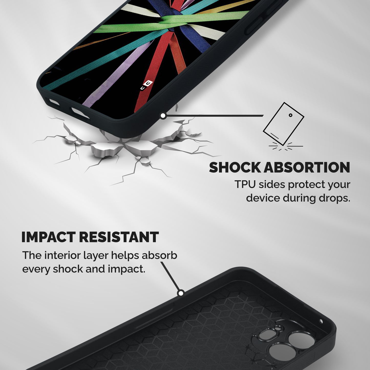 Ribbon Design Shockproof Hybrid Protection (Metal + TPU) Back Case Cover