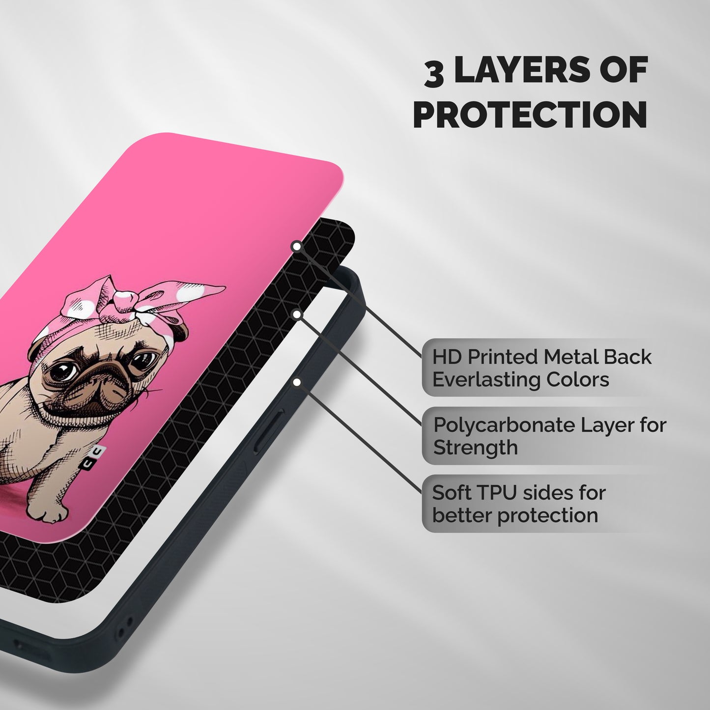 Ribbon Doggo Shockproof Hybrid Protection (Metal + TPU) Back Case Cover