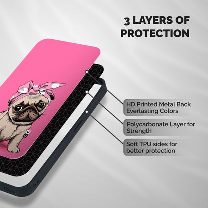 Ribbon Doggo Shockproof Hybrid Protection (Metal + TPU) Back Case Cover