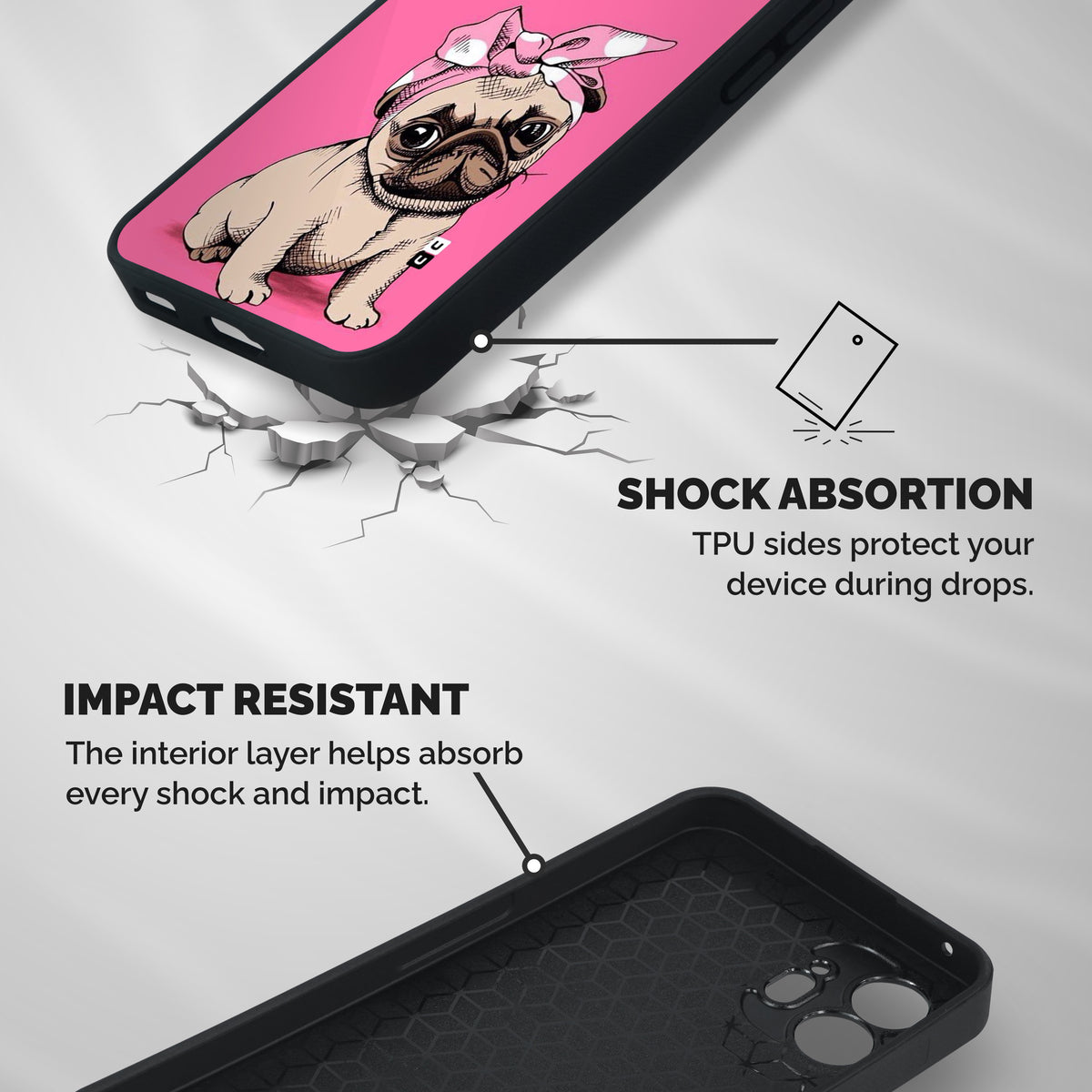 Ribbon Doggo Shockproof Hybrid Protection (Metal + TPU) Back Case Cover