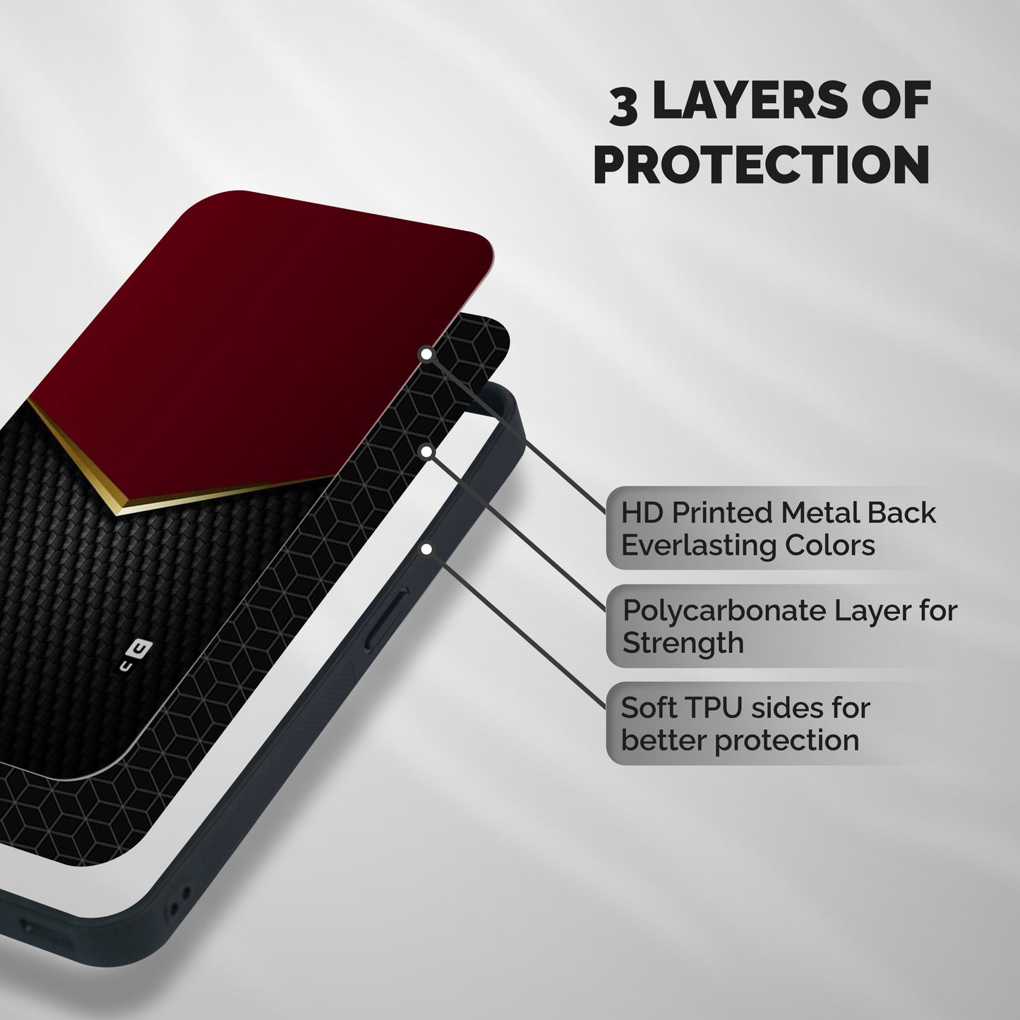 Rich Design Shockproof Hybrid Protection (Metal + TPU) Back Case Cover