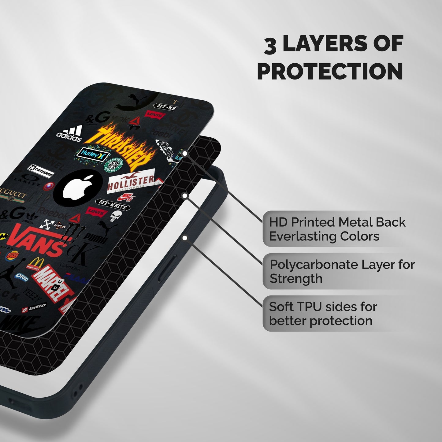 Rich Life Shockproof Hybrid Protection (Metal + TPU) Back Case Cover