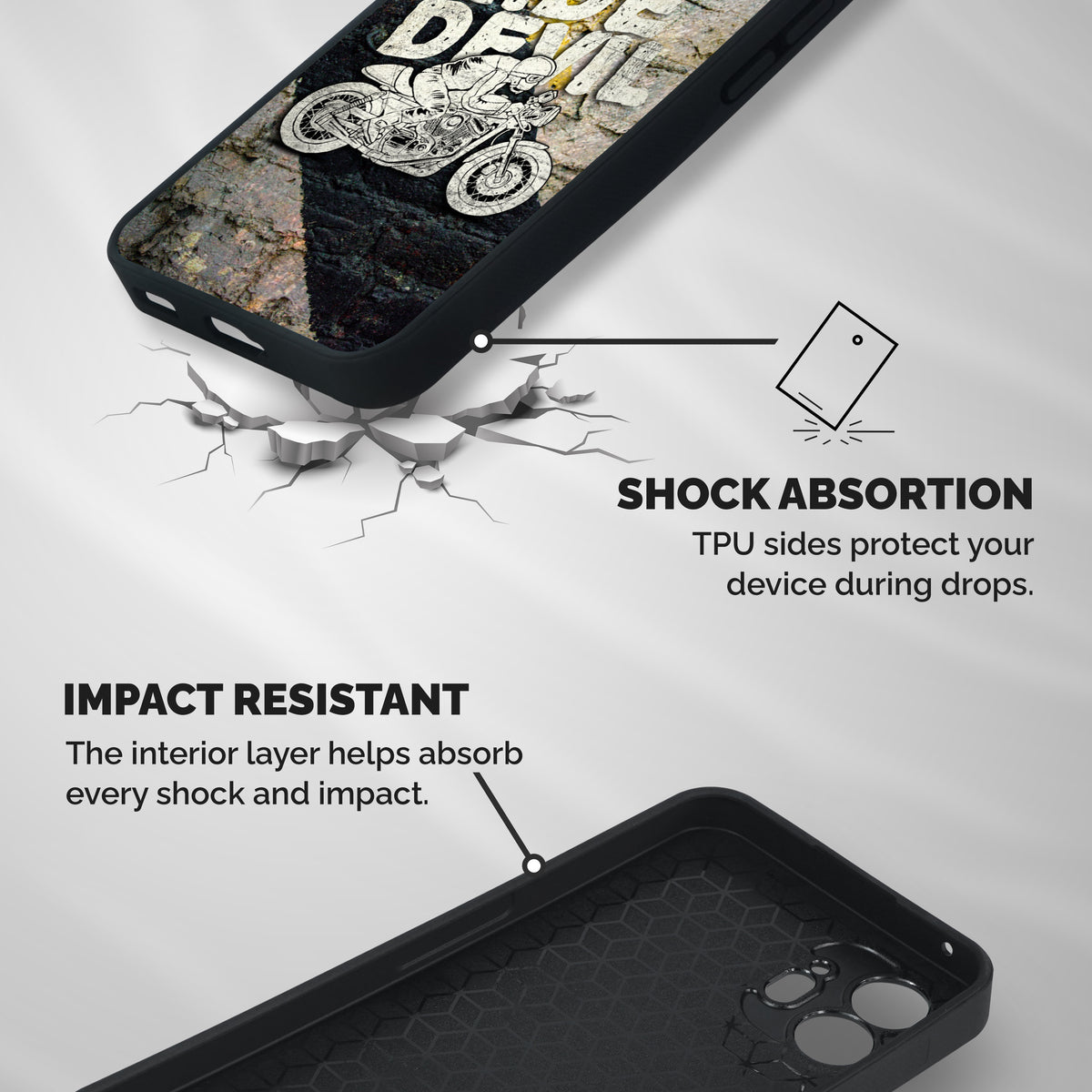 Ride Devil Shockproof Hybrid Protection (Metal + TPU) Back Case Cover