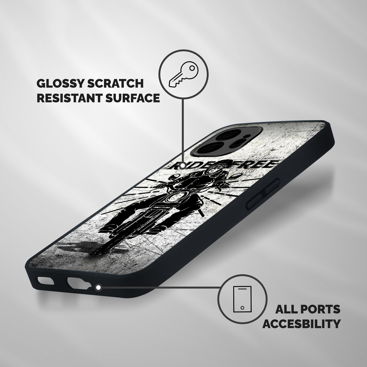 Ride Free Shockproof Hybrid Protection (Metal + TPU) Back Case Cover