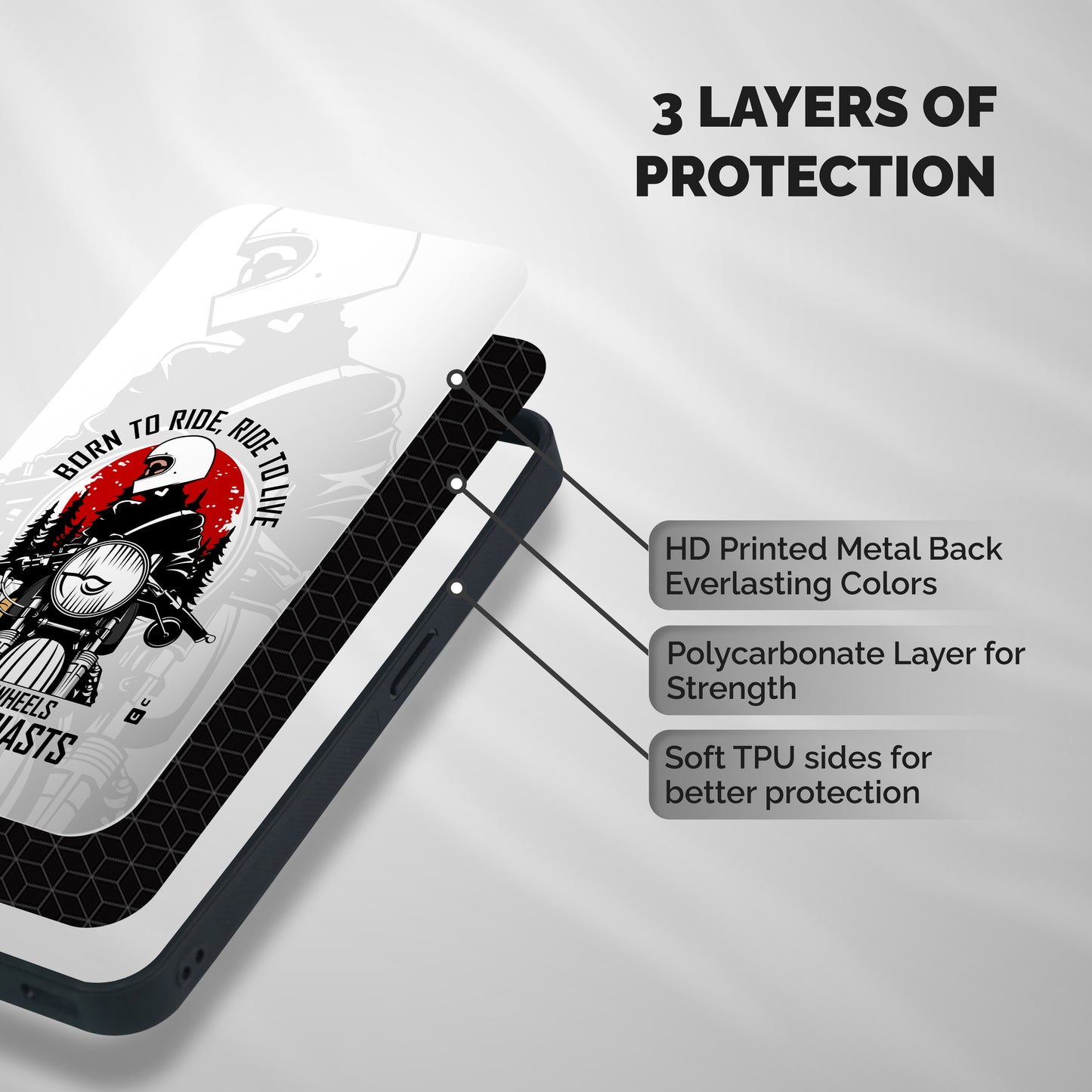 Ride To Live Shockproof Hybrid Protection (Metal + TPU) Back Case Cover