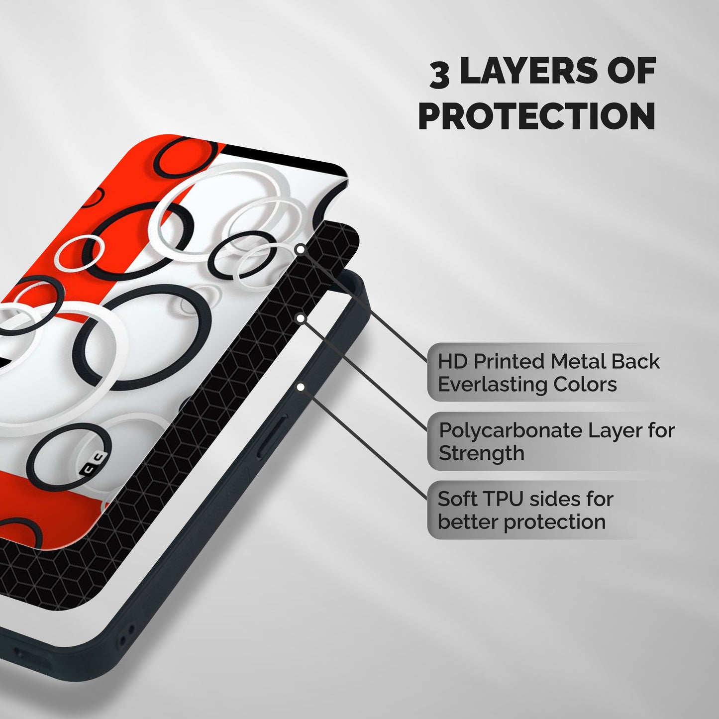 Rings Abstract Shockproof Hybrid Protection (Metal + TPU) Back Case Cover