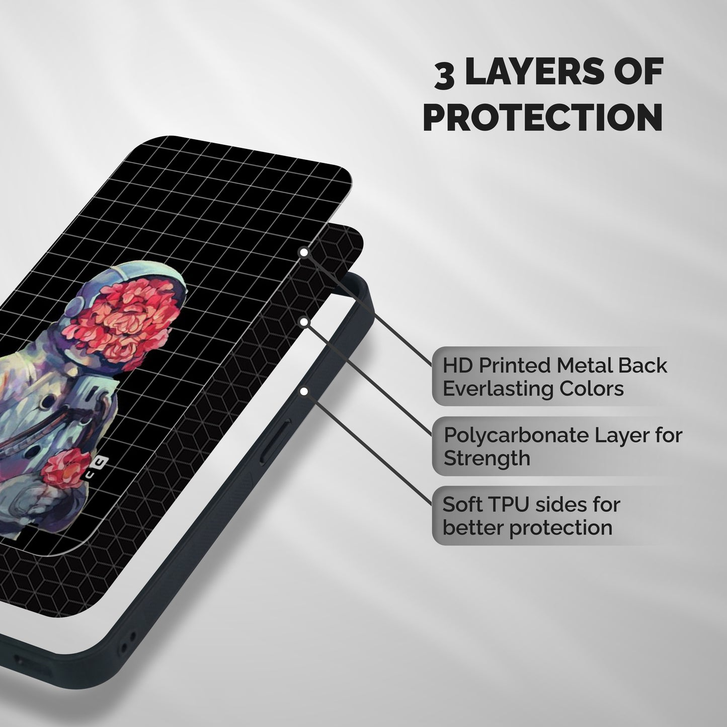 Robot Rose Shockproof Hybrid Protection (Metal + TPU) Back Case Cover