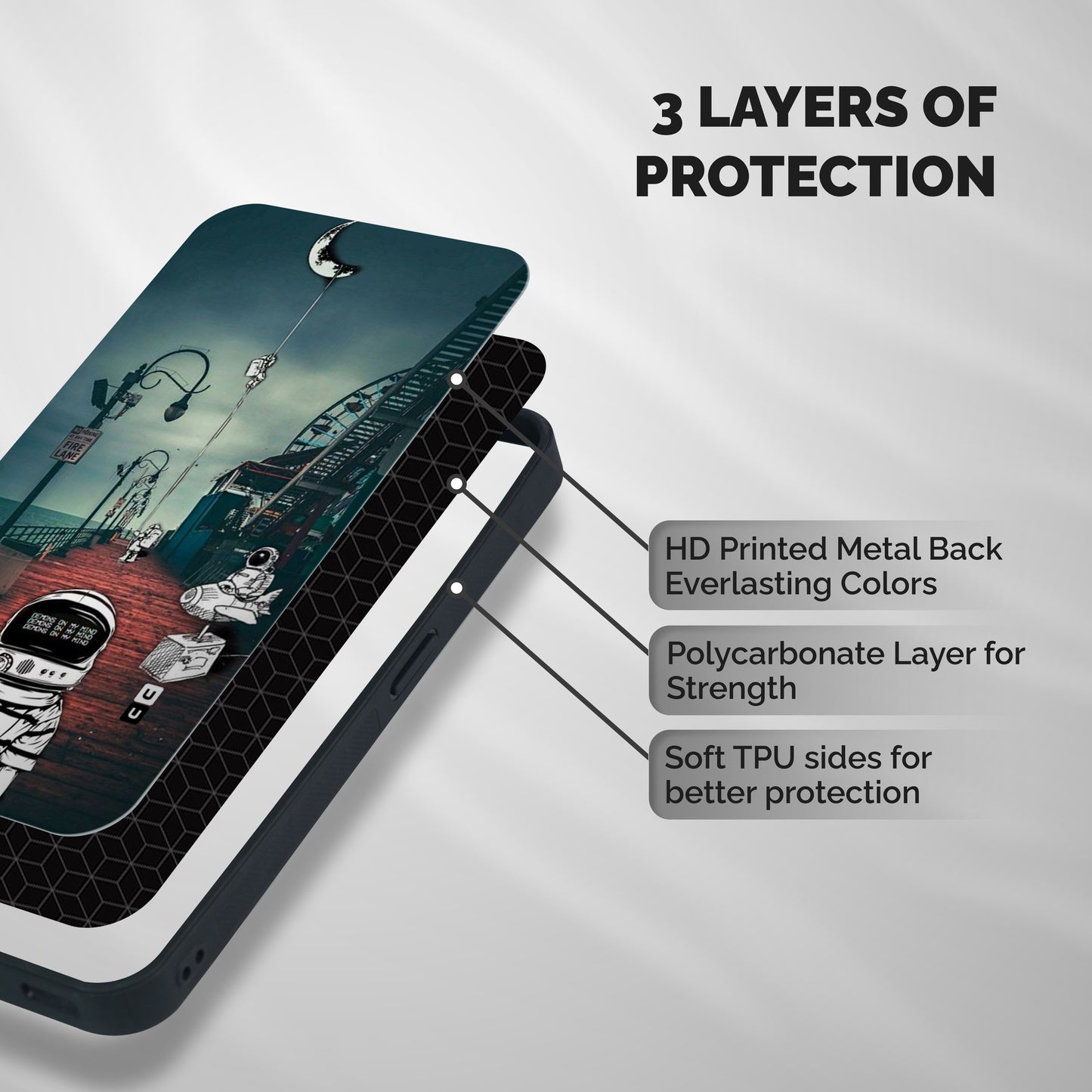 Robotic Design Shockproof Hybrid Protection (Metal + TPU) Back Case Cover