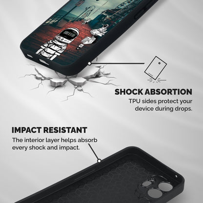 Robotic Design Shockproof Hybrid Protection (Metal + TPU) Back Case Cover