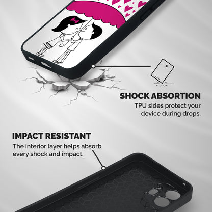 Romantic Couples with Hearts Shockproof Hybrid Protection (Metal + TPU) Back Case Cover