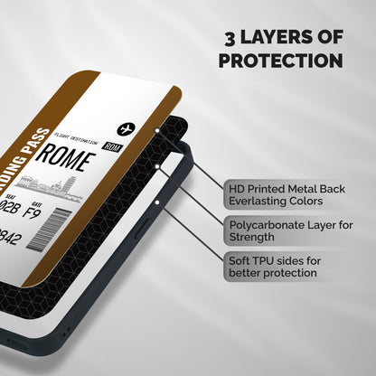 Rome Boarding Pass Shockproof Hybrid Protection (Metal + TPU) Back Case Cover