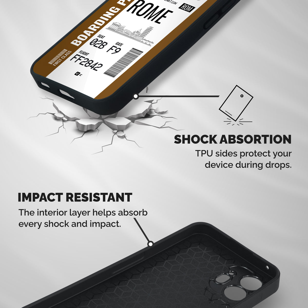 Rome Boarding Pass Shockproof Hybrid Protection (Metal + TPU) Back Case Cover