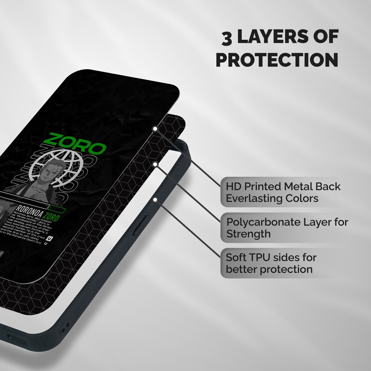 Roronoa Zoro Shockproof Hybrid Protection (Metal + TPU) Back Case Cover
