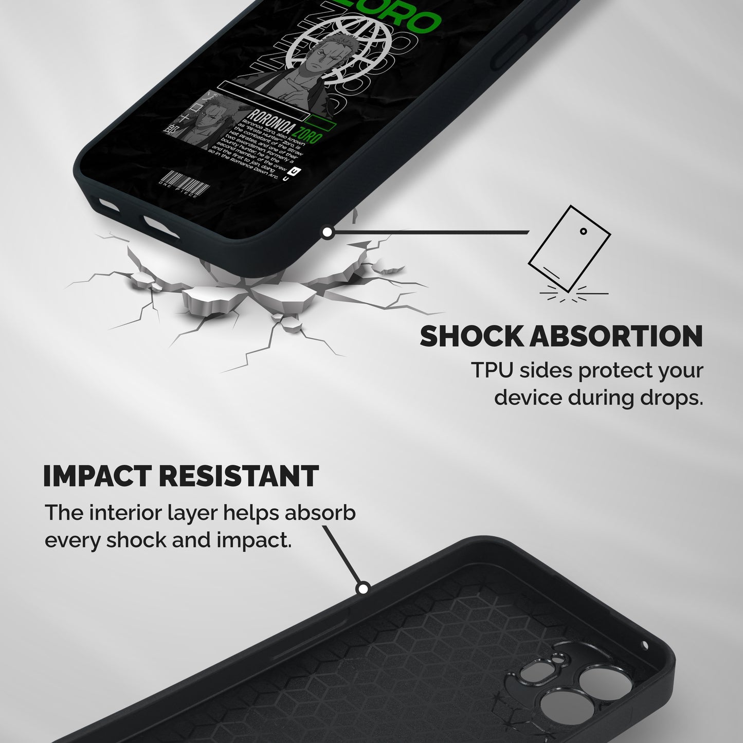Roronoa Zoro Shockproof Hybrid Protection (Metal + TPU) Back Case Cover