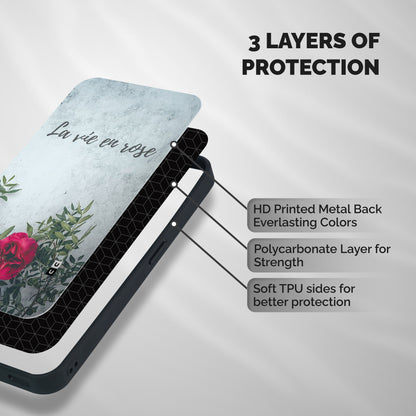 Rose Life Shockproof Hybrid Protection (Metal + TPU) Back Case Cover