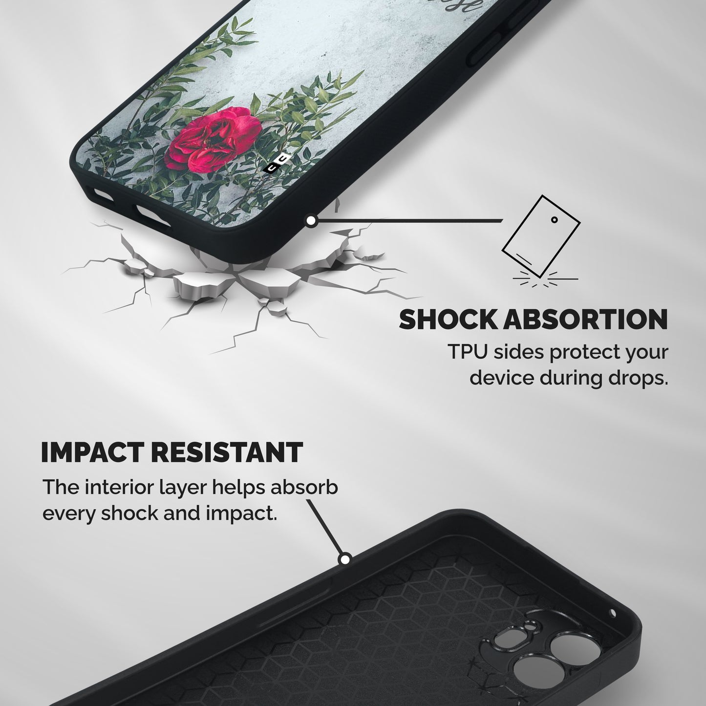 Rose Life Shockproof Hybrid Protection (Metal + TPU) Back Case Cover