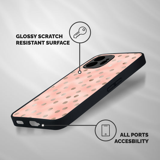 RoseGold Polka Dots Shockproof Hybrid Protection (Metal + TPU) Back Case Cover