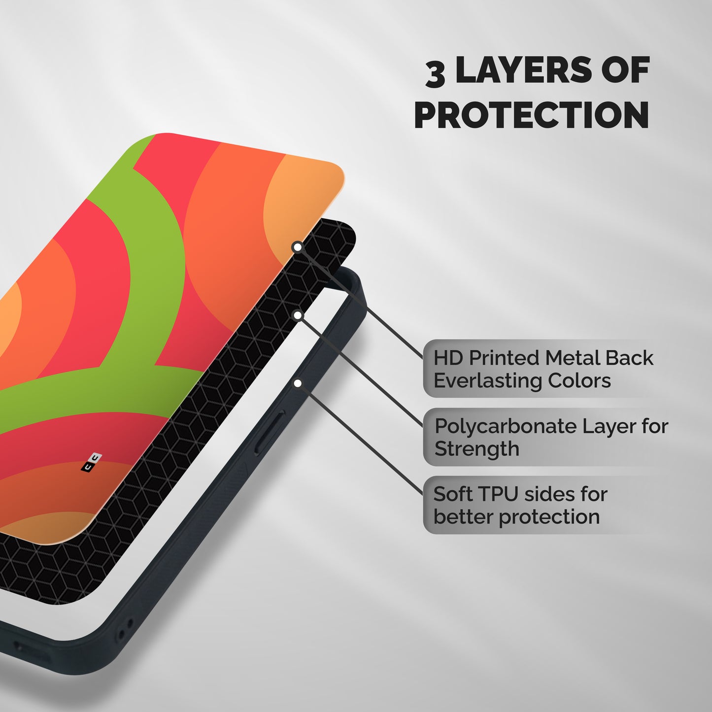 Rounded Shapes Shockproof Hybrid Protection (Metal + TPU) Back Case Cover
