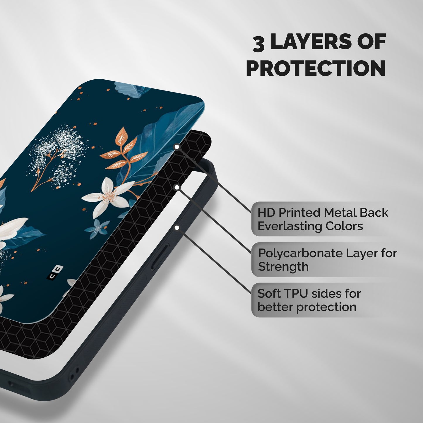 Royal Floral Shockproof Hybrid Protection (Metal + TPU) Back Case Cover