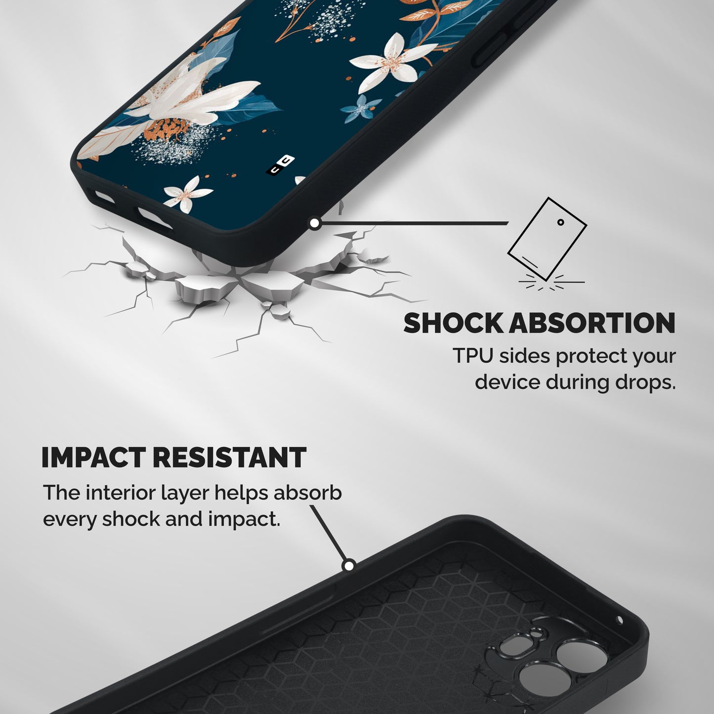 Royal Floral Shockproof Hybrid Protection (Metal + TPU) Back Case Cover