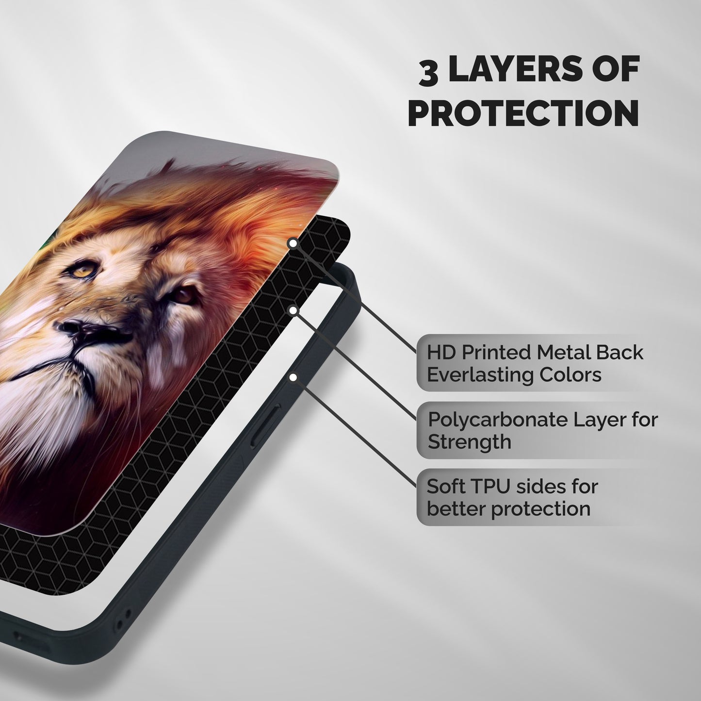 Royal Lion Shockproof Hybrid Protection (Metal + TPU) Back Case Cover