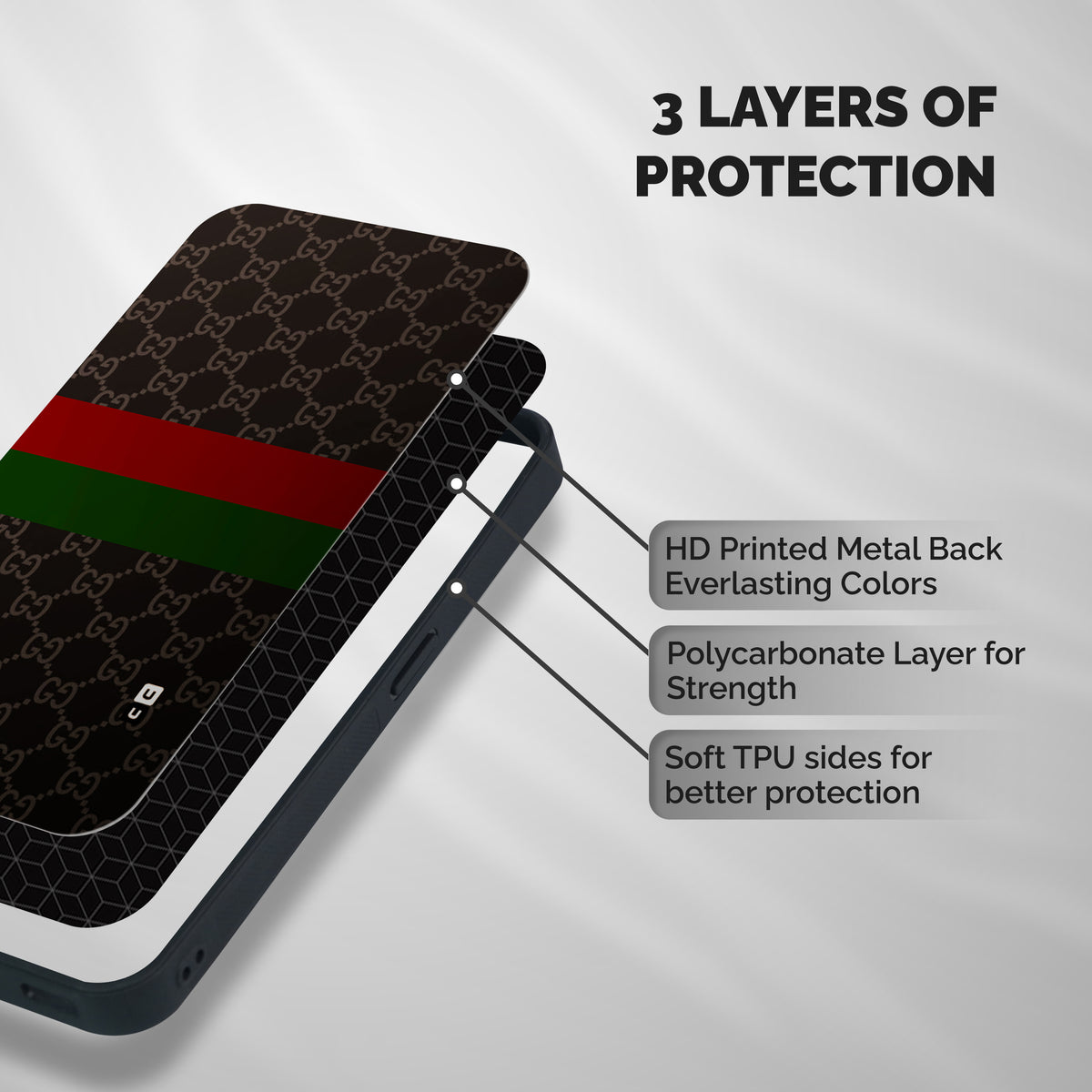 Royal Stripes Design Shockproof Hybrid Protection (Metal + TPU) Back Case Cover
