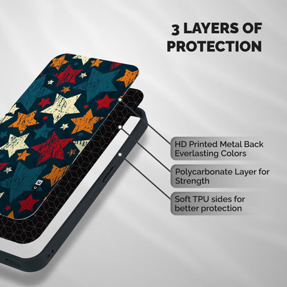 Rugged Star Design Shockproof Hybrid Protection (Metal + TPU) Back Case Cover