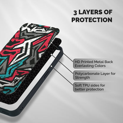 Rugged Strike Abstract Shockproof Hybrid Protection (Metal + TPU) Back Case Cover