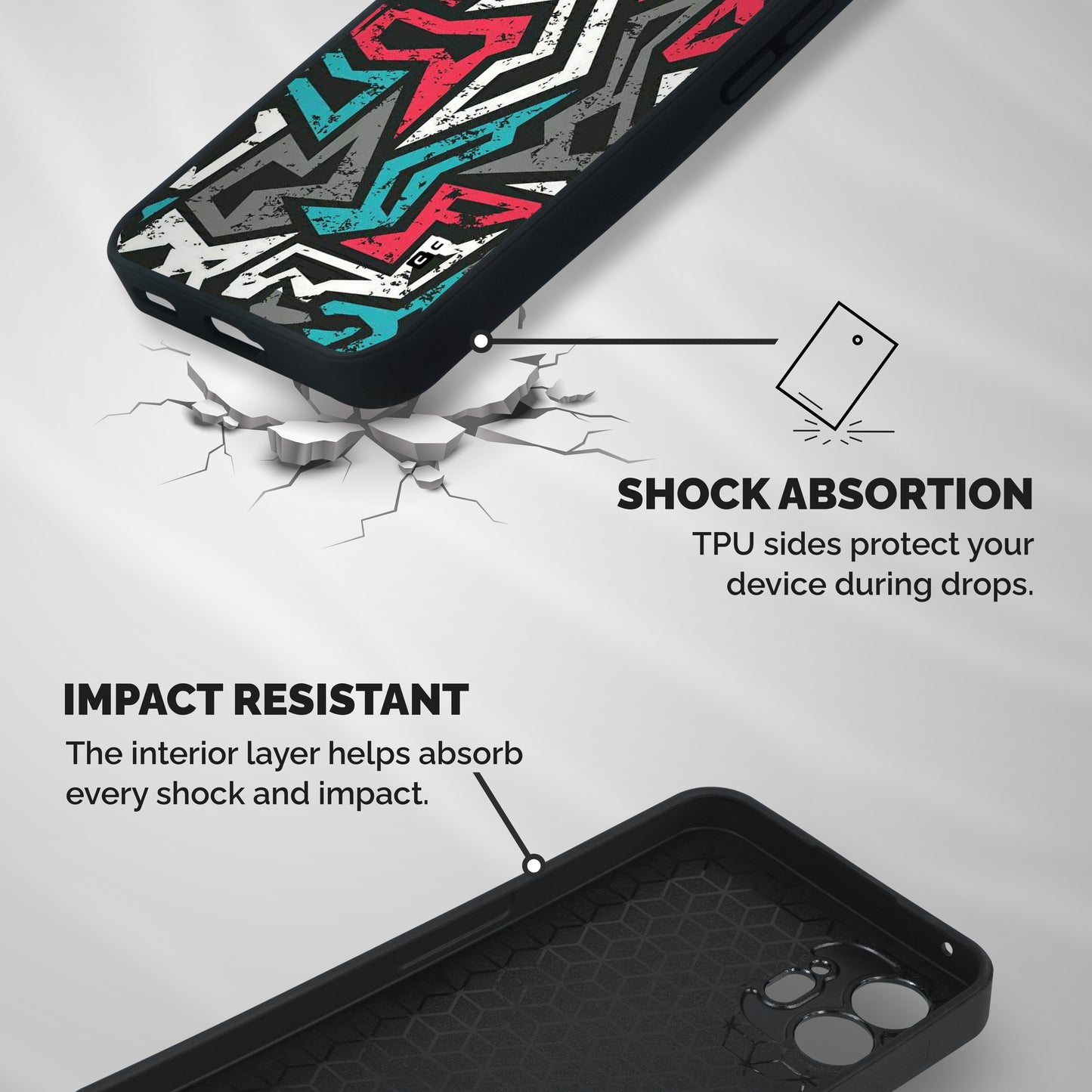Rugged Strike Abstract Shockproof Hybrid Protection (Metal + TPU) Back Case Cover