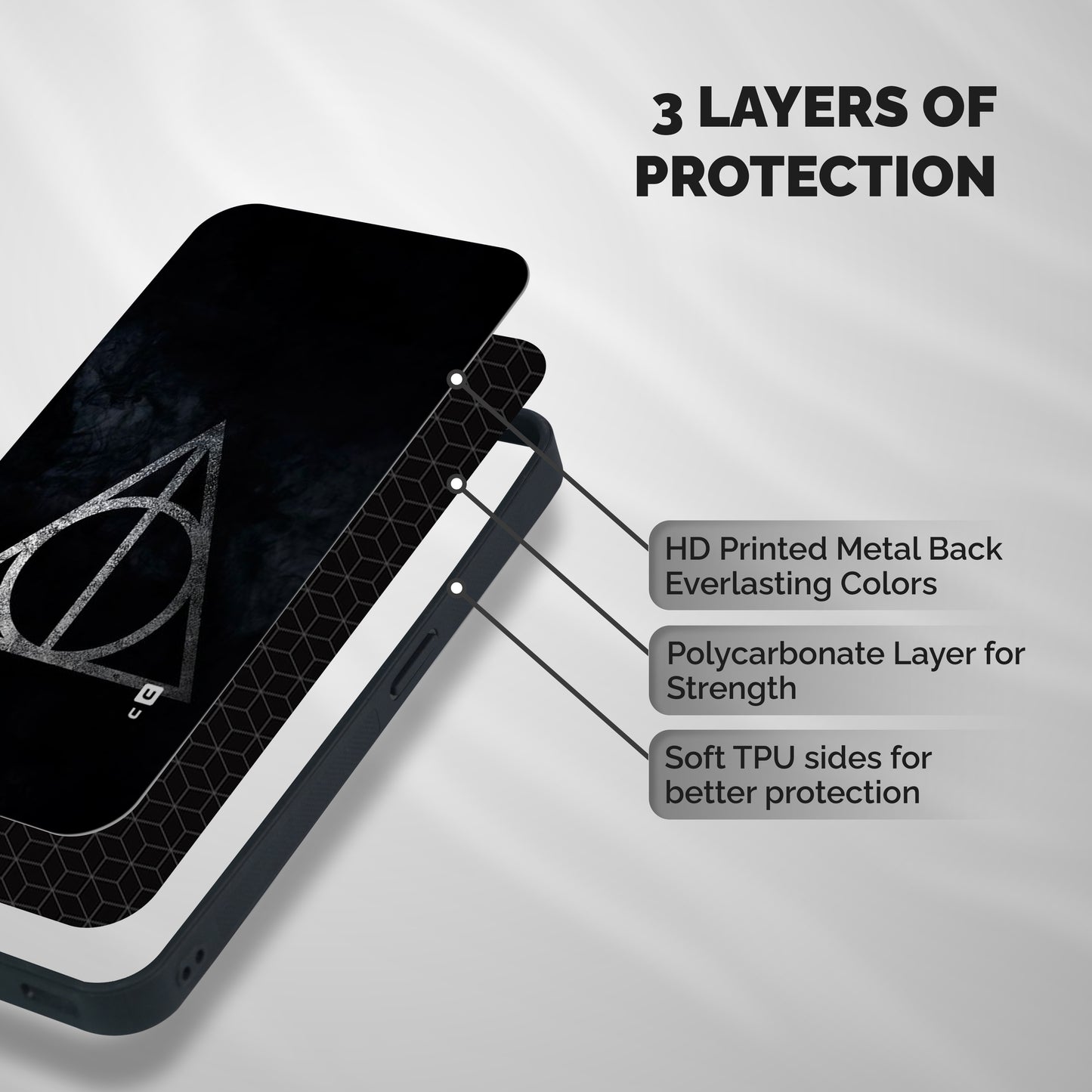 Rugged Triangle Design Shockproof Hybrid Protection (Metal + TPU) Back Case Cover