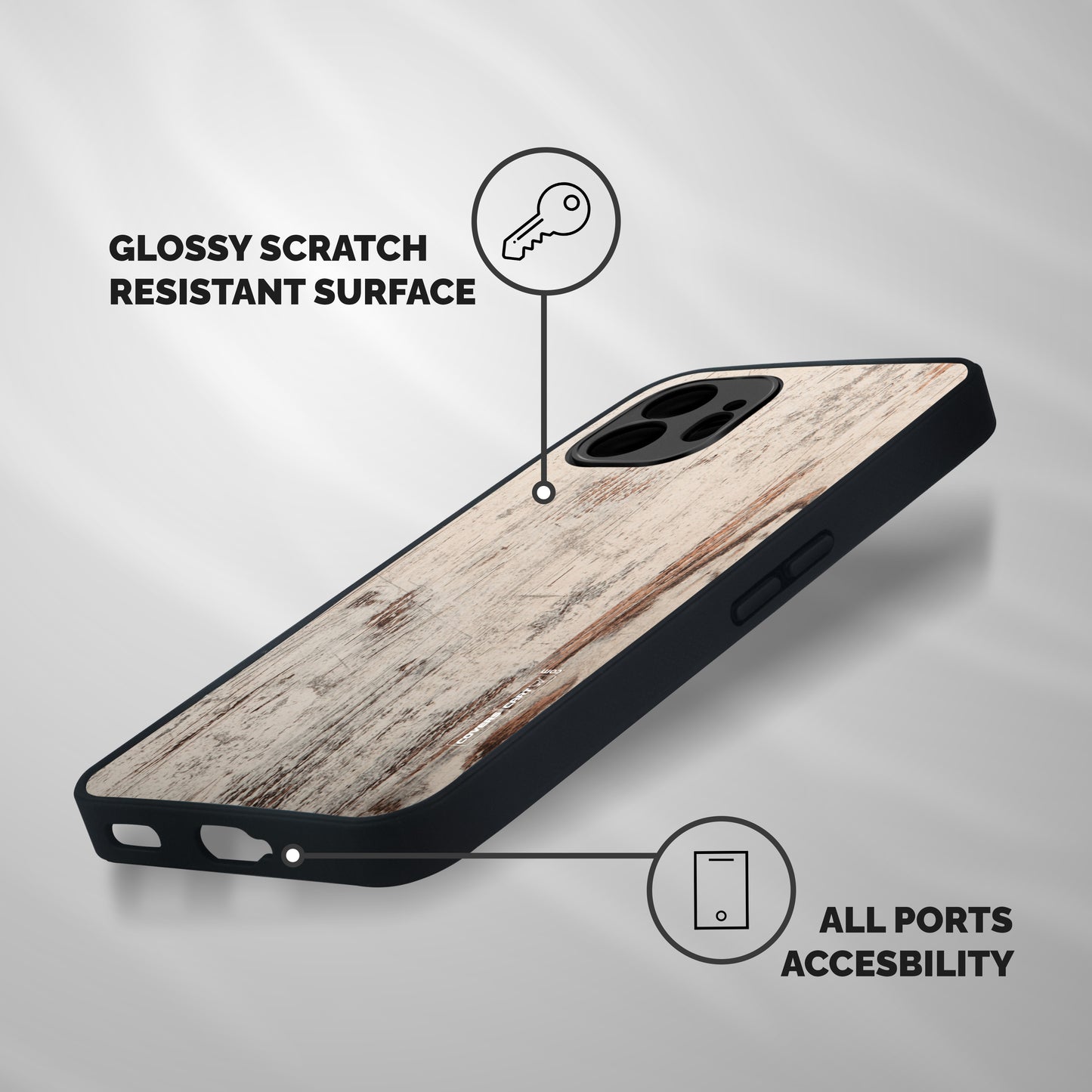 Rugged Wooden Texture Shockproof Hybrid Protection (Metal + TPU) Back Case Cover